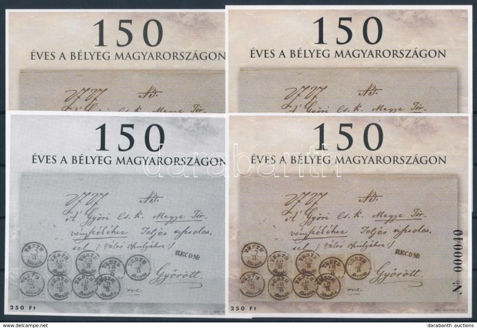 ** 2000/8 150 éves A Bélyeg Magyarországon I. 4 Db-os Emlékív Garnitúra Azonos Sorszámmal (20.000) - Altri & Non Classificati