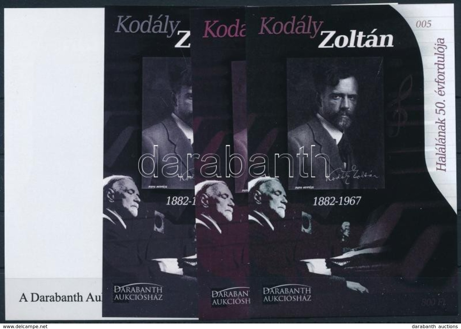 ** 2017 Kodály Zoltán Halának 50. évfordulója 4 Db-os Emlékív Garnitúra Azonos Sorszámmal (005) - Sonstige & Ohne Zuordnung