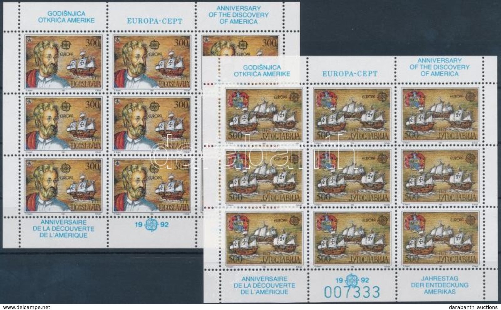 ** 1992 Europa CEPT, 500 éve Fedezték Fel Amerikát Kisív Sor Mi 2534-2535 - Sonstige & Ohne Zuordnung