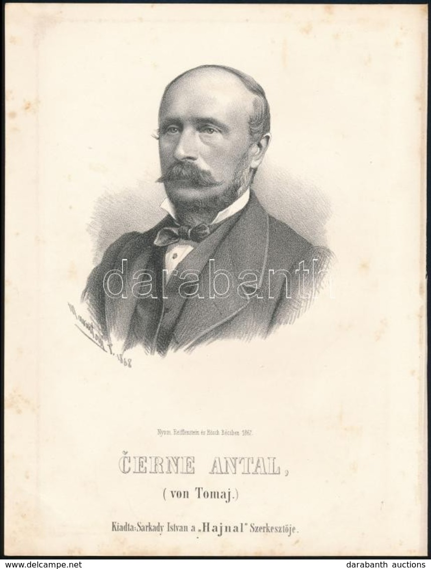 1867 Cerne Antal Von Tomaj. (Anton Cerne) (1813-1891) Szlovák Politikus.  Marastoni József K?nyomatos Portréja / Slovaki - Stiche & Gravuren