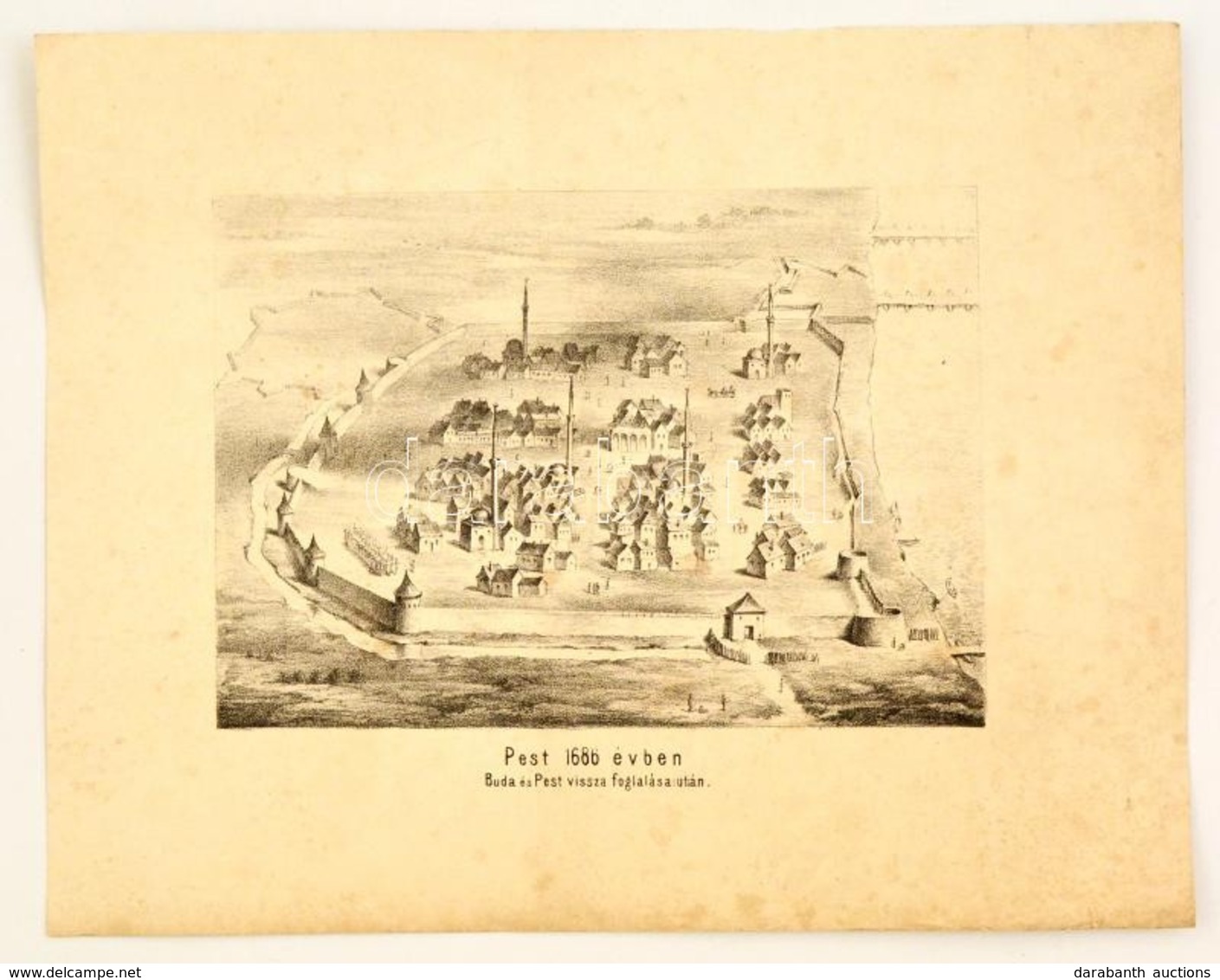1863 Pest 1686 évben.  Jelzés Nélküli Litográfia. (Vizkelety Béla) 29x23 Cm Kissé Foltos - Stiche & Gravuren