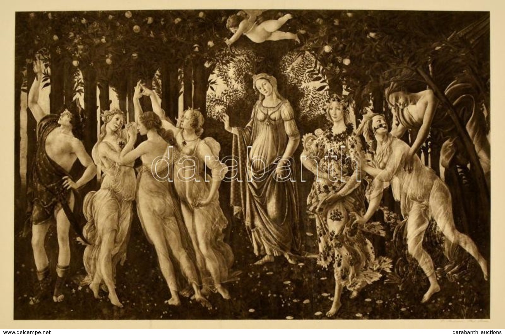 Cca 1900 Botticelli: A Tavasz, Heliograv?r, Papír, Jelzett, 29×41,5 Cm - Prenten & Gravure