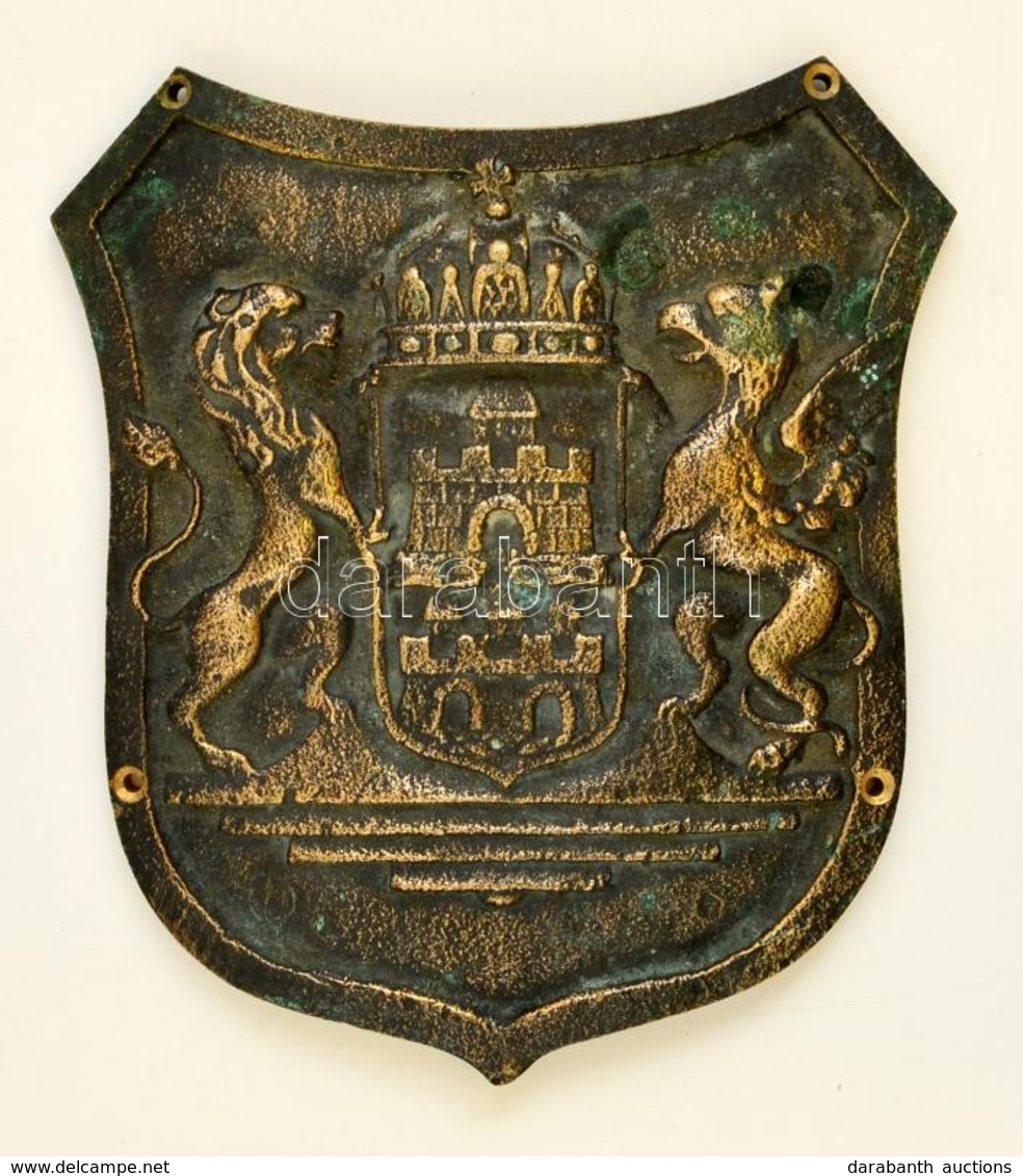 Cca 1920-1940 Budapest Címer, Bronz, Préselt, Furatokkal, 16x15 Cm. - Sonstige & Ohne Zuordnung