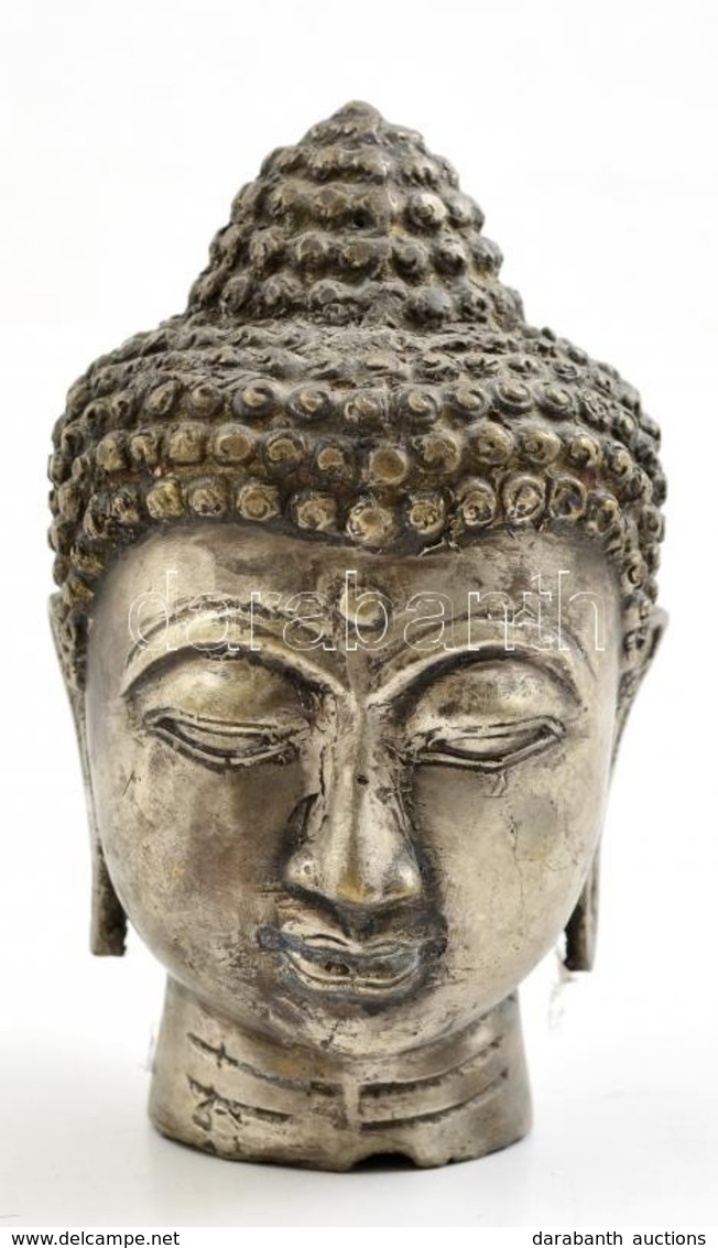 Tibeti Ezüst (Ag. 50% Alatti Ezüst Tartalommal) Buddha Fej, Jelzés Nélkül, M: 15,5 Cm - Sonstige & Ohne Zuordnung