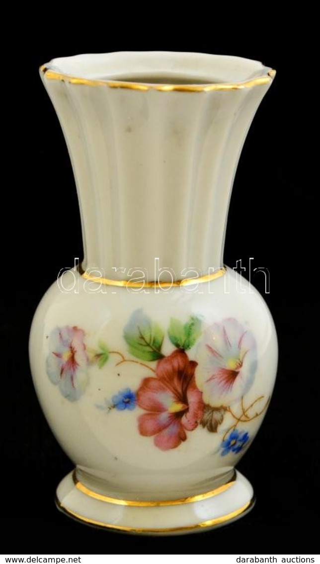 Drasche Virágmintás Porcelán Mini Váza, Matricás, Jelzett, Hibátlan, M: 9 Cm - Sonstige & Ohne Zuordnung