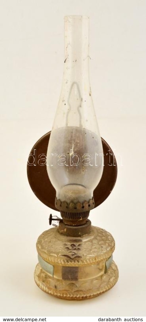 Régi üvegtest? Petróleum Lámpa, Rozsdás, M: 35 Cm - Glass & Crystal