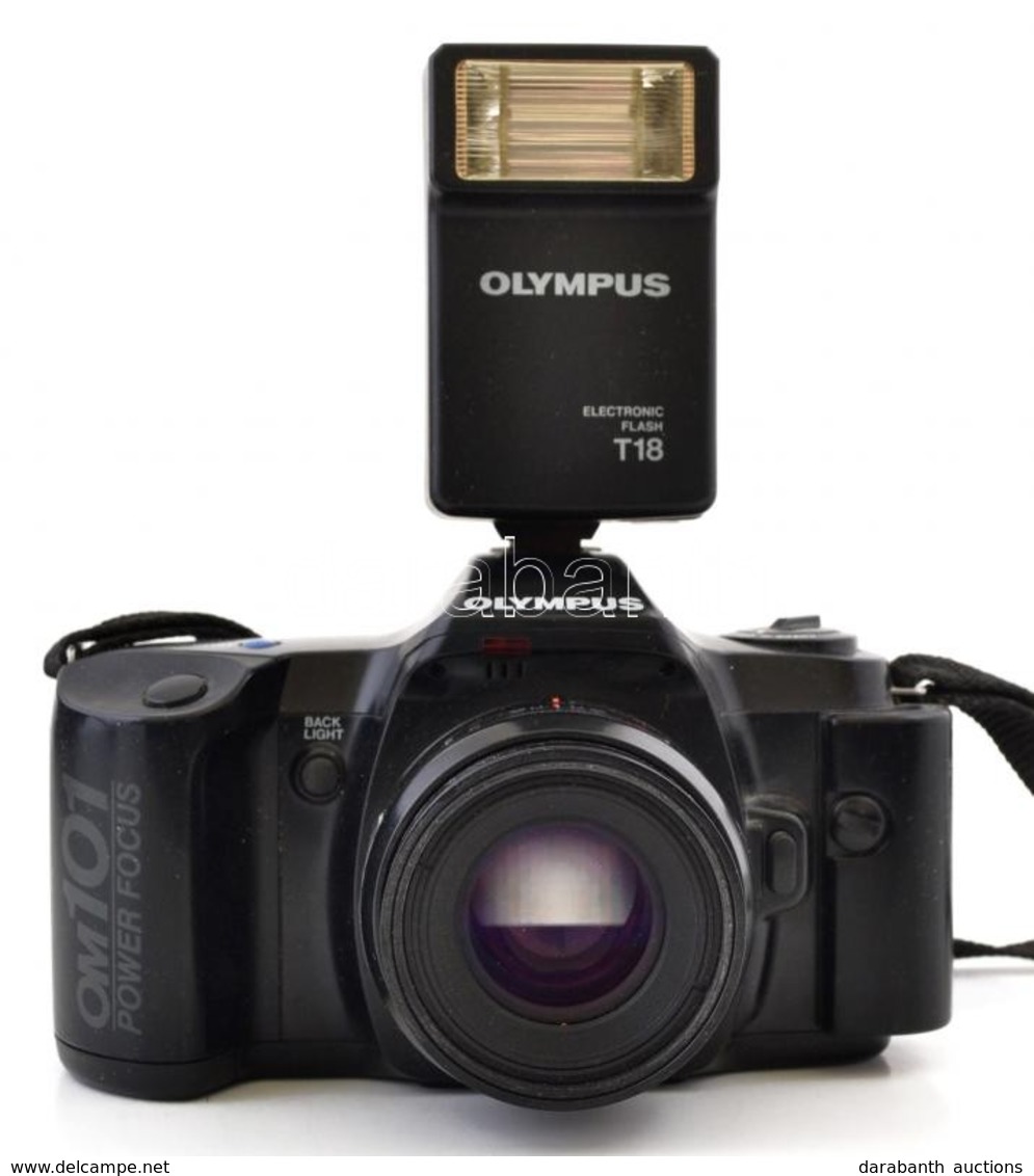 Olympus OM 101 Filmes SLR Fényképez?gép, AF 50mm F/1.8 Objektívvel +Olympus Electronic Flash T18 Vaku, Elemekkel, M?köd? - Cameras