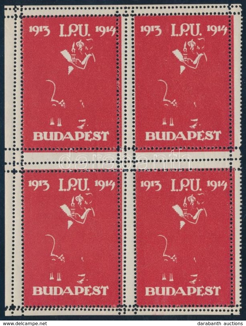 1913 IPU Budapest Piros Levélzáró 4-es Tömb - Non Classificati