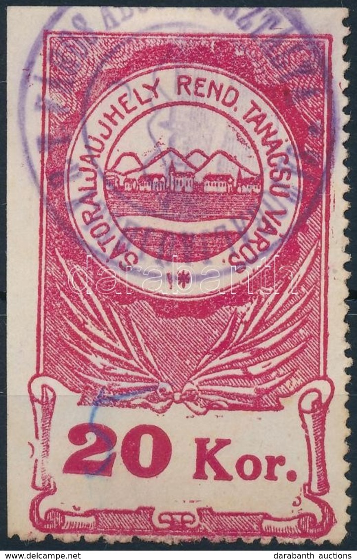 1923 Sátoraljaújhely Városi Illetékbélyeg 50/20K Kézzel átírt Névérték, Két Oldalon Fogazatlan (7.500) - Ohne Zuordnung