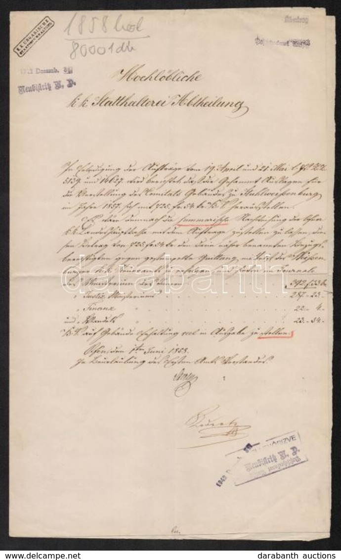1858 Budai Városparancsnoksághoz Intézett Folyamodvány - Ohne Zuordnung
