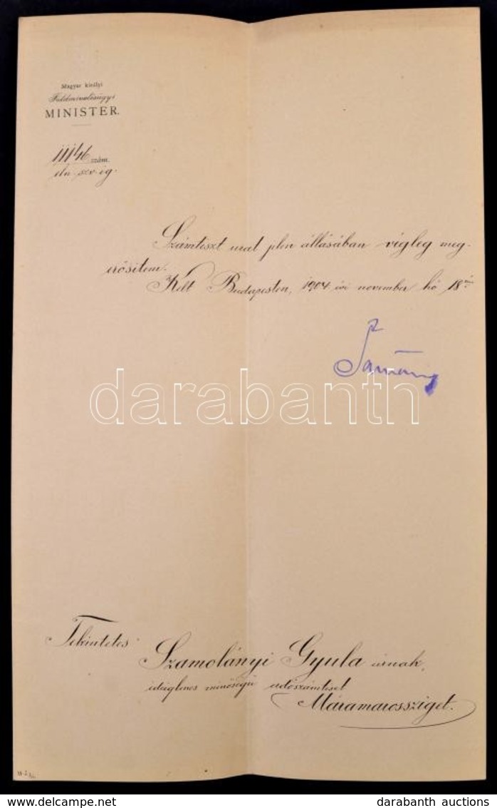 1904 Szamolányi Gyula Költ? Erd?számtiszti Meger?sítése, Máramarossziget,Tallián Béla (1851-1921) Földm?velésügyi Minisz - Ohne Zuordnung