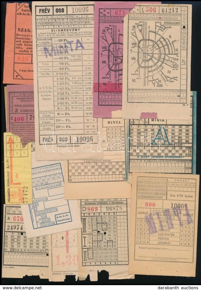 Budapesti Közlekedési Jegyek, BSZKRT, BHÉV, Villamos, Busz, Stb., 14 Db - Ohne Zuordnung