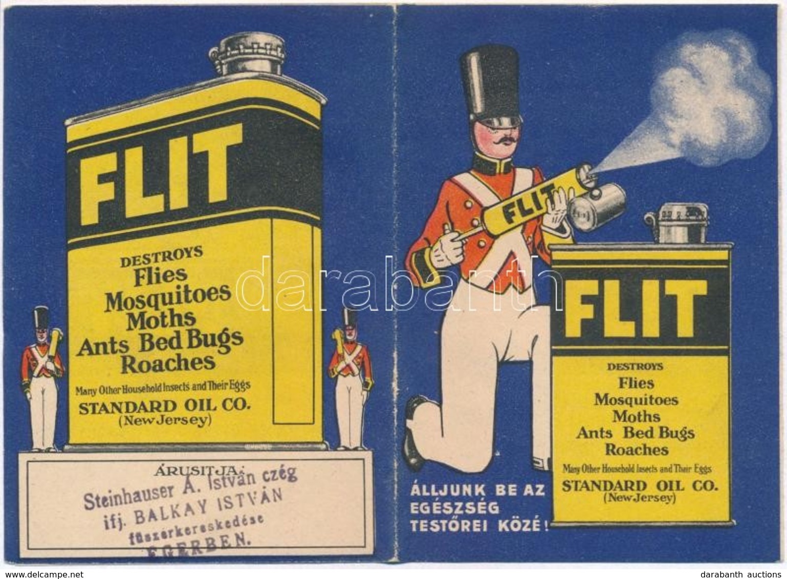 Cca 1930 'Flit Rovarirtó' Kihajtható Képes Reklámfüzet - Werbung