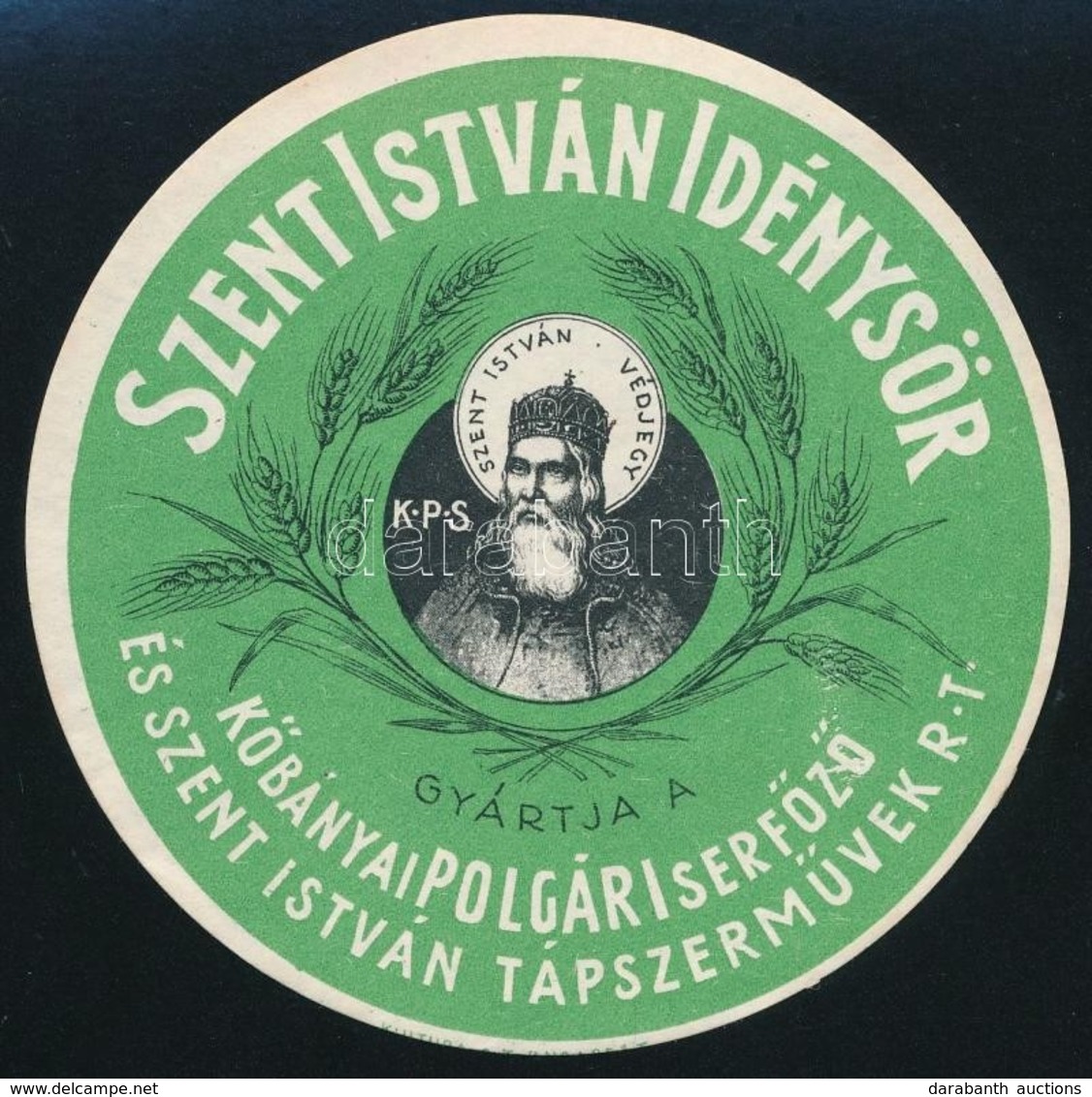 Cca 1930 Szent István Idénysör Italcímke, K?bányai Polgári Serf?z? és Szent István Tápszerm?vek Rt., Kultúra Rt., D: 10  - Werbung