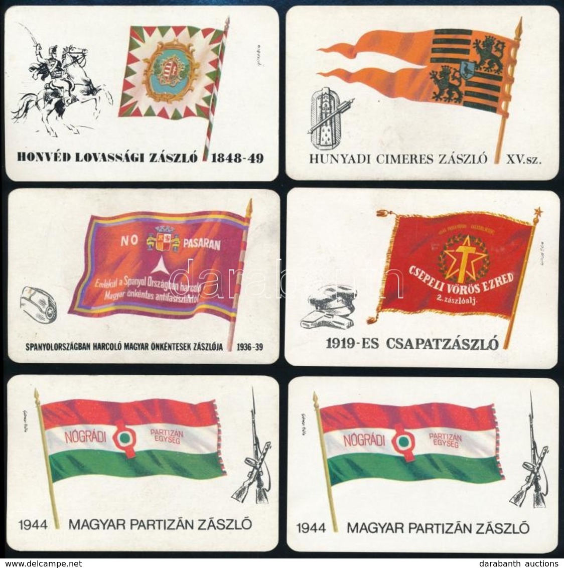 1976 6 Db 1976-ös Kártyanaptár A Történelmi Zászlóink Sorozatból, Egy Ismétl?déssel - Pubblicitari