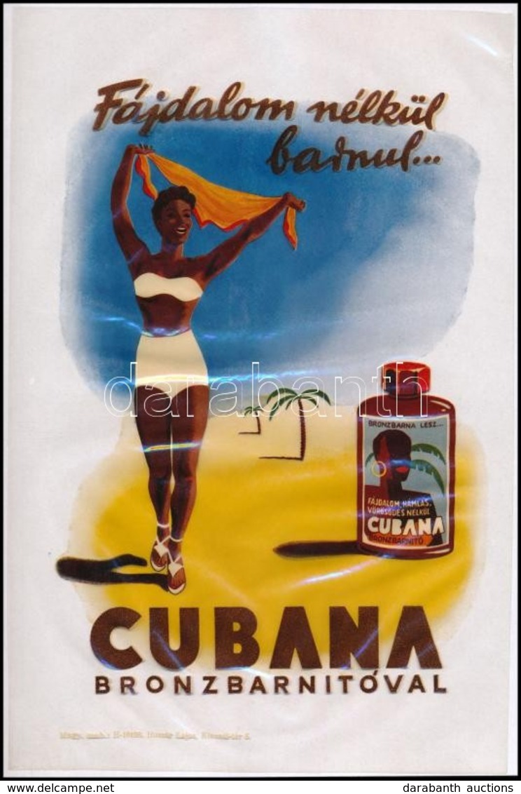Cubana Bronzbarnítóval Fájdalom Nélkül Barnul..., átlátszó Reklámfólia, 19x28 Cm - Werbung