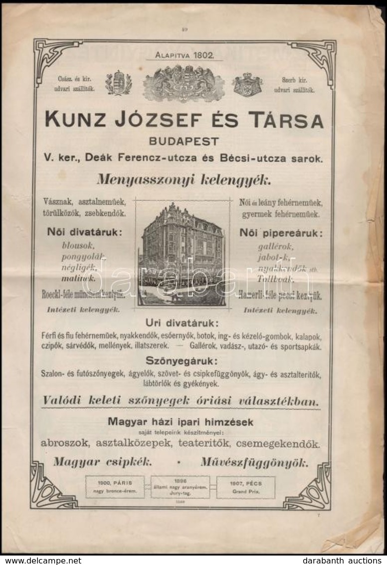 1909 Reklámok A Vasárnapi Ujságból, Kissé Viseltes állapotban, 41x28 Cm - Werbung