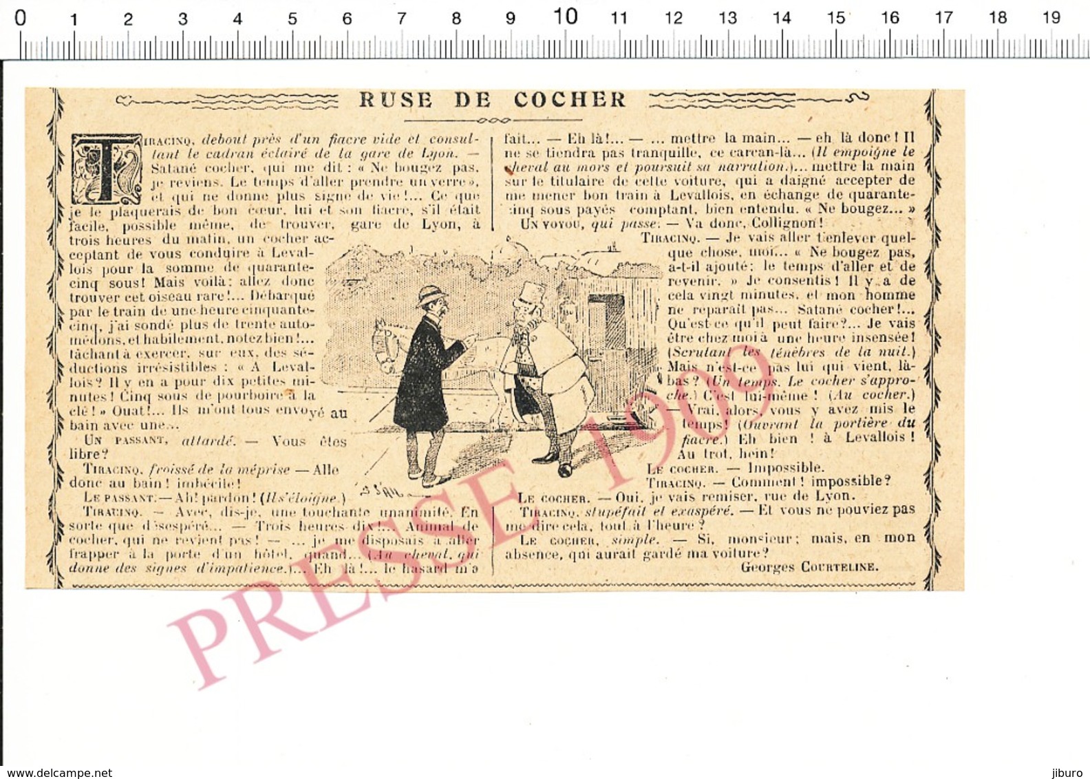 Presse 1909 Humour Métier Cocher De Fiacre Trajet Gare De Lyon-Levallois Récit De Georges Courteline 216PF10XL - Unclassified