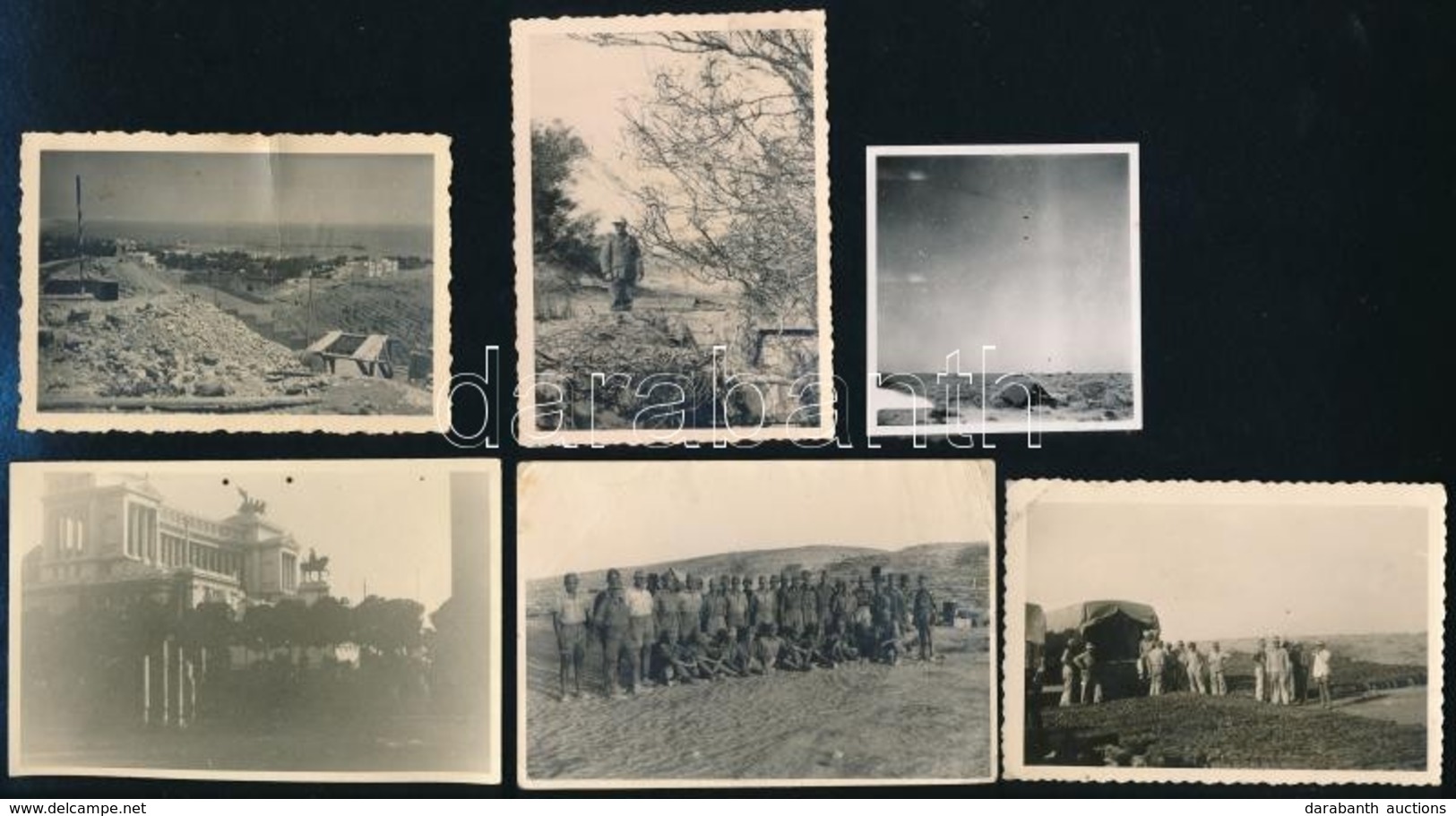 Cca 1941-1943 Deutsches Afrikakorps, életképek A Frontól, 5 Db Fotó + 1 Db A Római Viktor Emánuel Emlékm?r?l, 6×9 Cm / D - Other & Unclassified