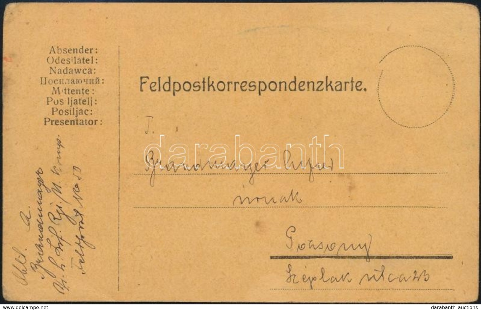 1918 Brandmayer (Bántay) Alfréd Vezérkari Kapitánynak, A 6. Vegyesdandár Parancsnokának Saját Kézzel írt Tábori Levelez? - Sonstige & Ohne Zuordnung