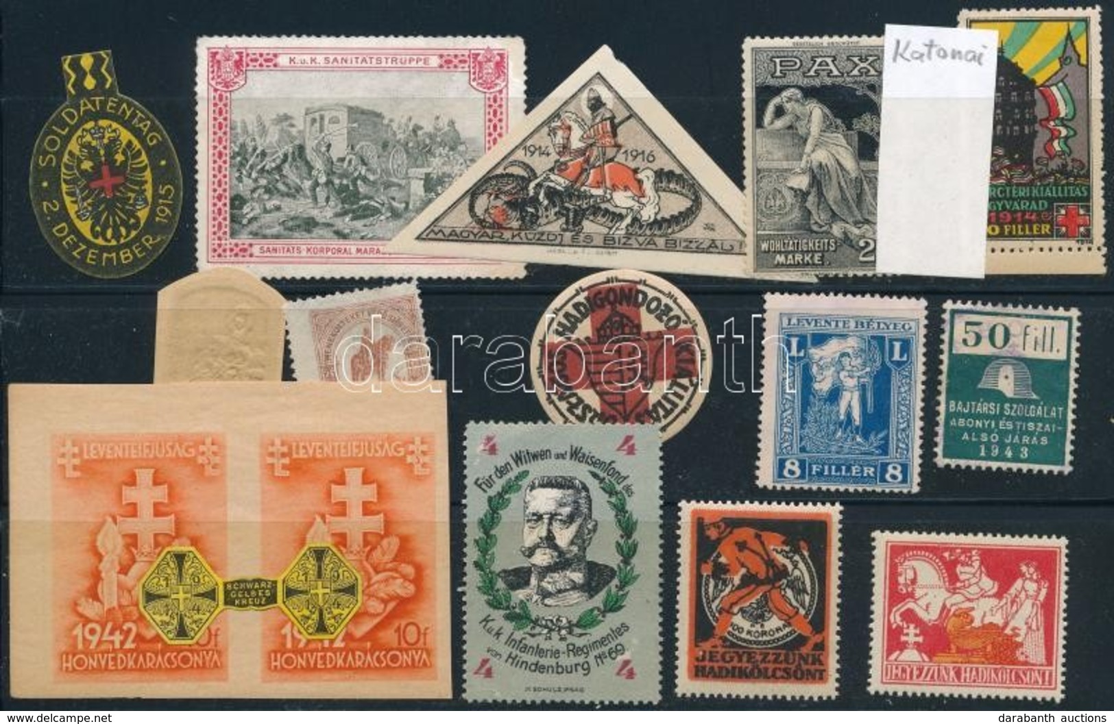 16 Db Katonai Levélzáró Tételben / Military Poster Stamps - Sonstige & Ohne Zuordnung