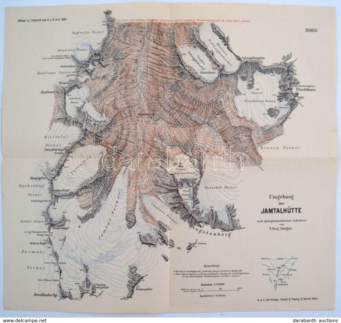 1909 A Jamtalhütte Térképe / Map Of The Jamtalhütte 37x28 Cm - Altri & Non Classificati