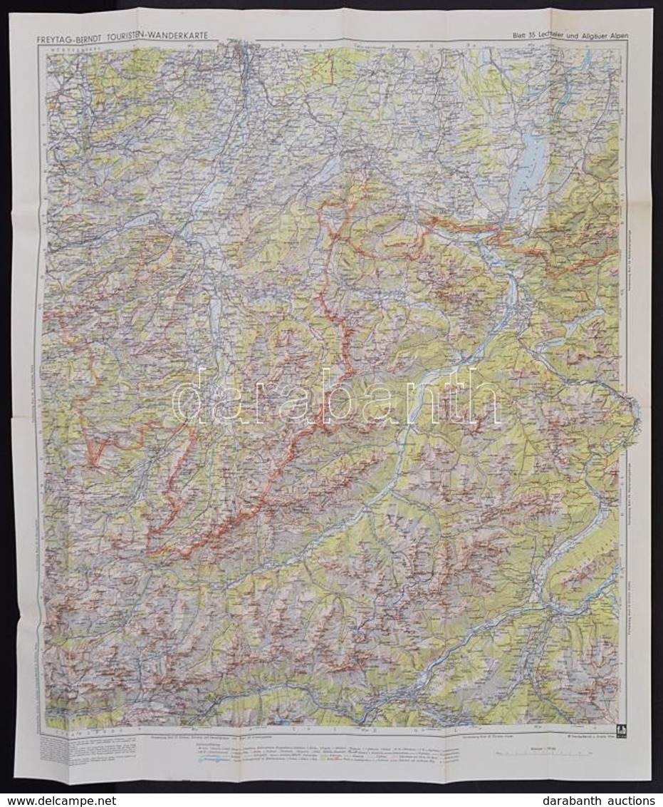 Cca 1940 Alpok Turista Térképe. / Tourist Map Of The Alps. 70x70 Cm - Other & Unclassified