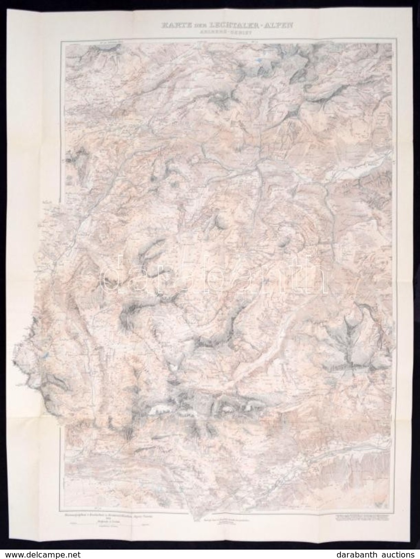 1913 Lechtaler Alpok Térképe / 1913 Large Map Of The  Lechtaler Alps 90x70 Cm - Other & Unclassified