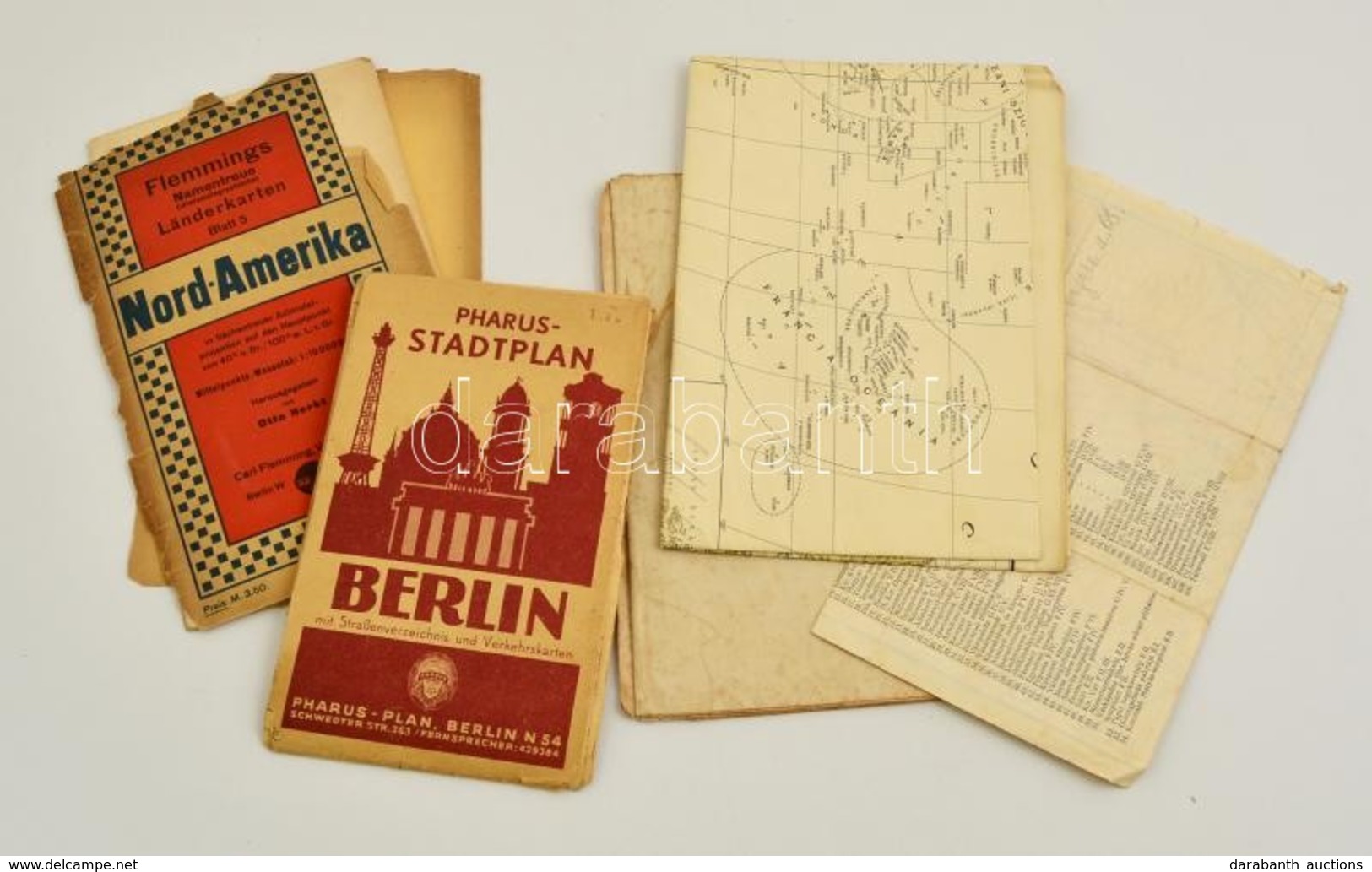 Cca 1900-1955 5 Db Térkép: A Csendes-óceán, Berlin Stadtplan, Karte Von Nord-Amerika, Freytags Karte Von Serbien, Budape - Sonstige & Ohne Zuordnung