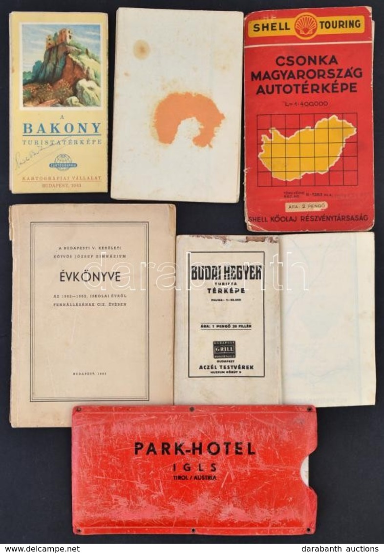 Cca 1930-1963 Vegyes Térkép Tétel, Közte Két Nyomtatvánnyal, 6 Db (4 Térkép, 2 Nyomtatvány): Csona.-Magyarország Autótér - Other & Unclassified