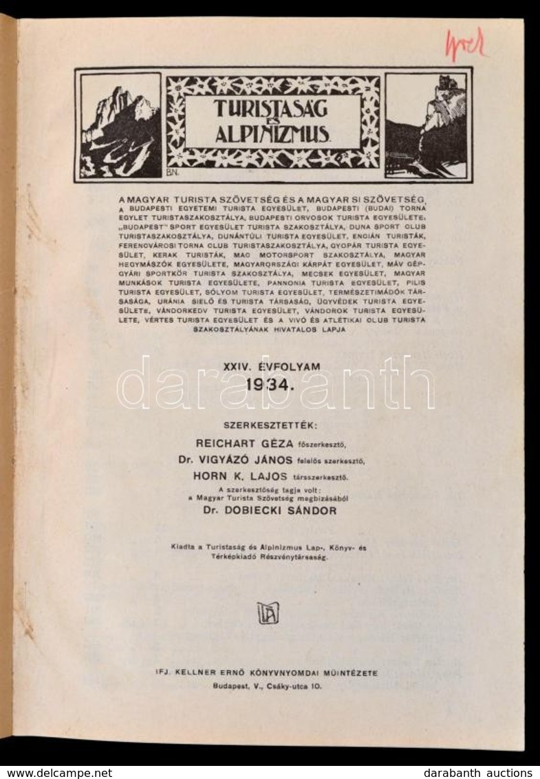 1934 Turisták és Alpinizmus Cím? Folyóirat XXIV. évfolyam Könyvbe Kötve - Ohne Zuordnung