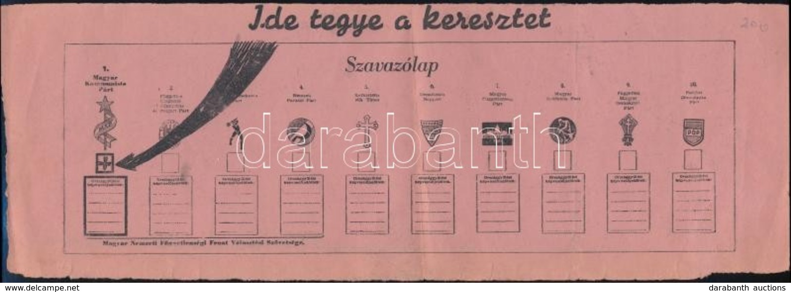 1947 A Választási Körzetr?l Szóló Kitöltetlen értesít?, Túloldalán Szavazólapot Imitáló Kommunista Propagandával - Ohne Zuordnung