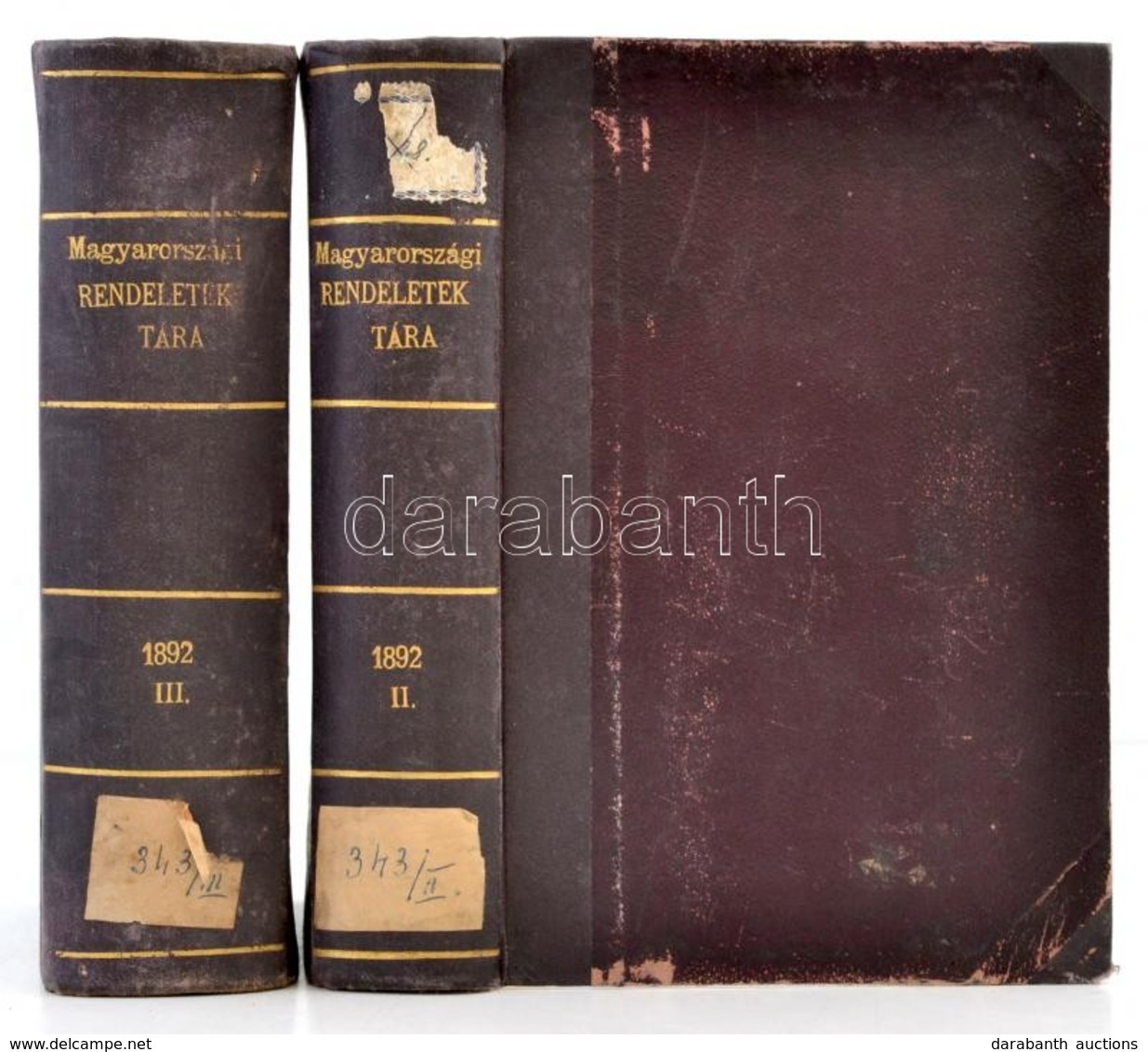 Magyarországi Rendeletek Tára. Huszonhatodik Folyam. 1892 V-VIII+IX-XII. Füzetek. (Két Kötetben.) Bp., Nágel Ottó, Pesti - Ohne Zuordnung