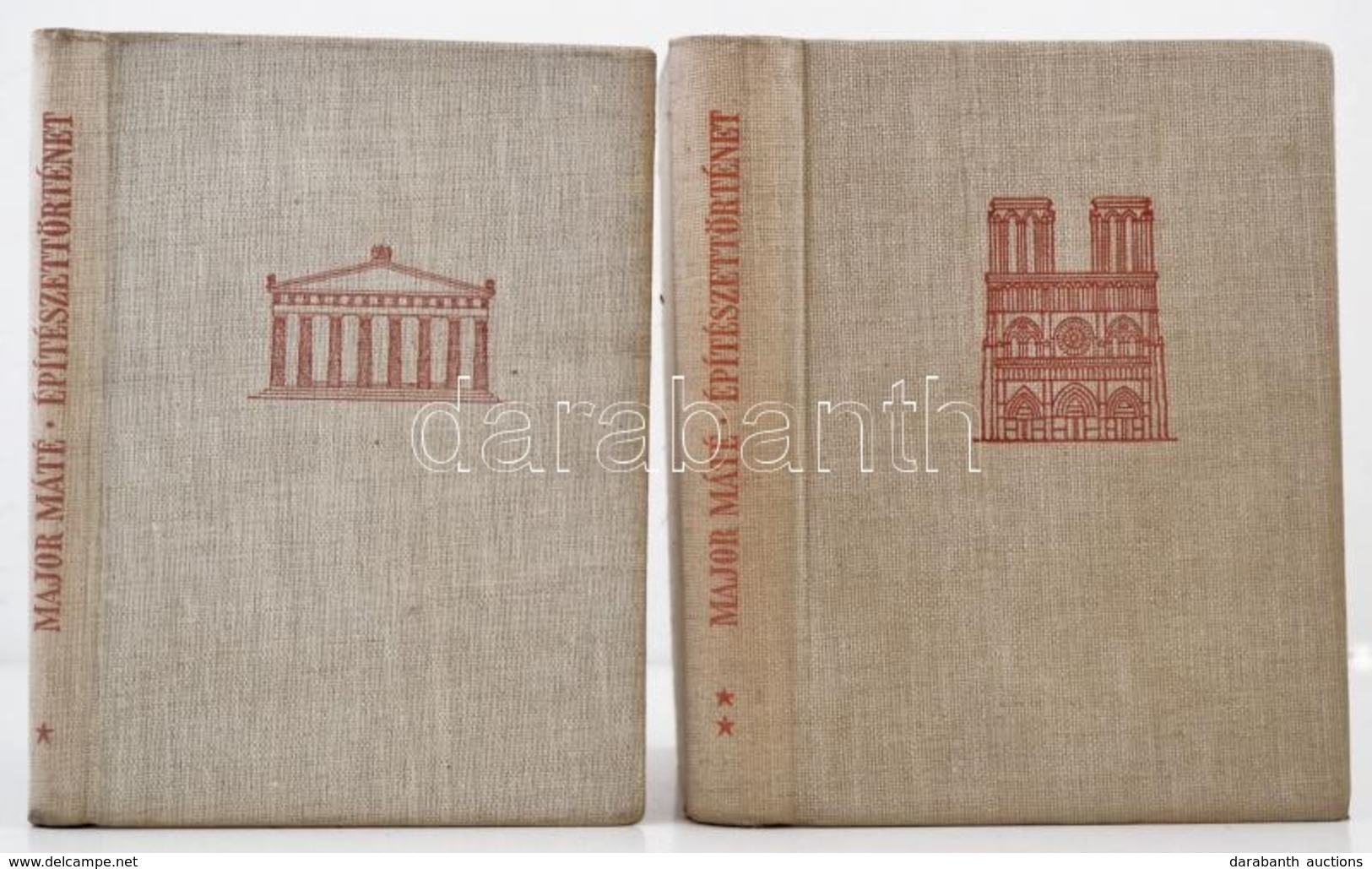 Major Máté: Építészettörténet 1-2. Kötet. Bp., 1954-1955, Építésügyi-M?szaki. Kiadói Egészvászon-kötés. - Ohne Zuordnung