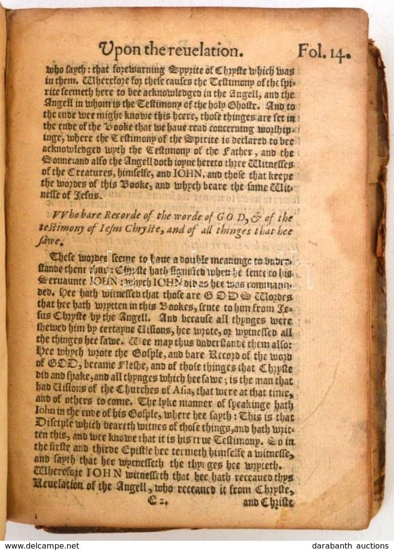 Cca 1580-1600 James Brocarde 2 Munkája.
[James Brocarde:] The Sermons Upon The Apocalypse [On The Apocalypse ? ], [angol - Ohne Zuordnung