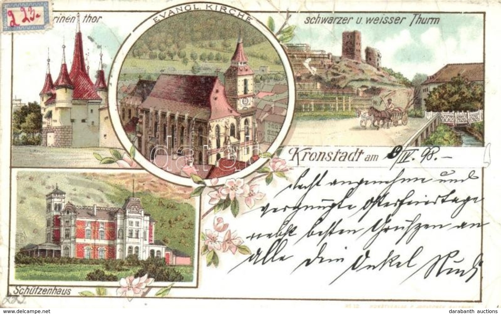 T3/T4 1898 Brassó, Kronstadt, Brasov; Katharinen Thor, Evangl. Kirche, Schwarzer Und Weisser Thurm, Schützenhaus. Kunstv - Ohne Zuordnung