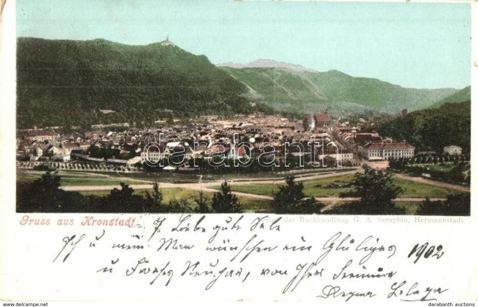 T2/T3 Brassó, Kronstadt, Brasov; Látkép. G. A. Seraphin Kiadása / General View (kis Szakadás / Small Tear) - Ohne Zuordnung