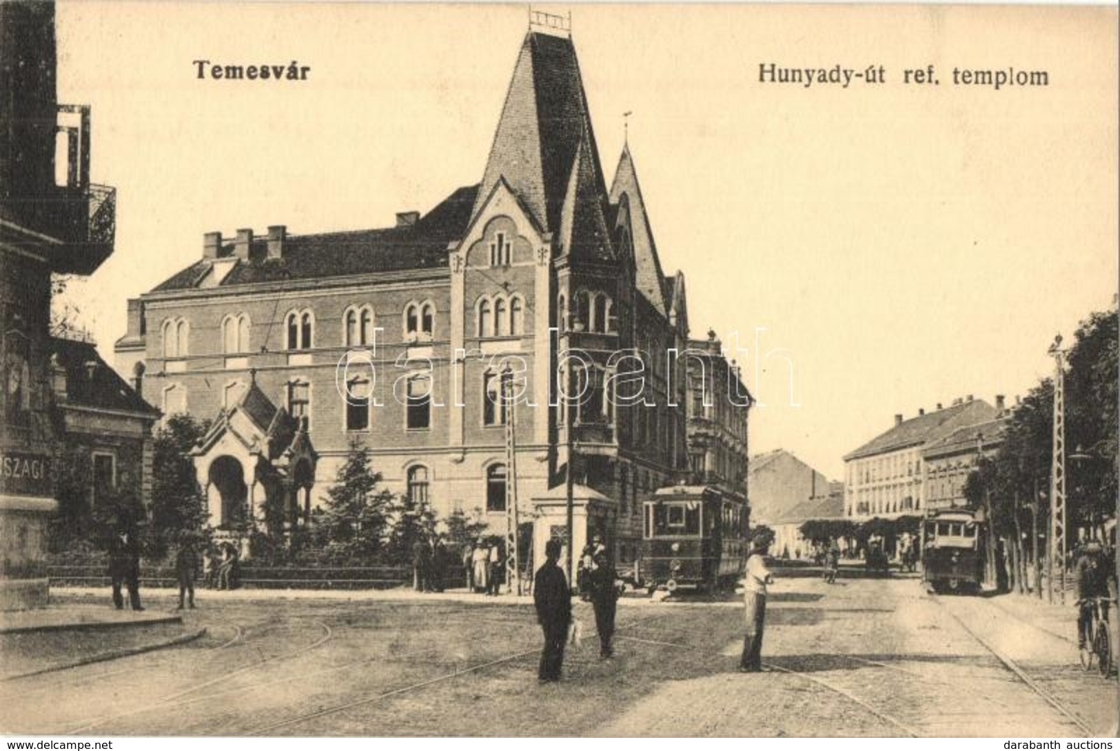 ** T2 Temesvár, Timisoara; Hunyady út, Református Templom, Villamos / Street View, Calvinist Church, Tram - Unclassified