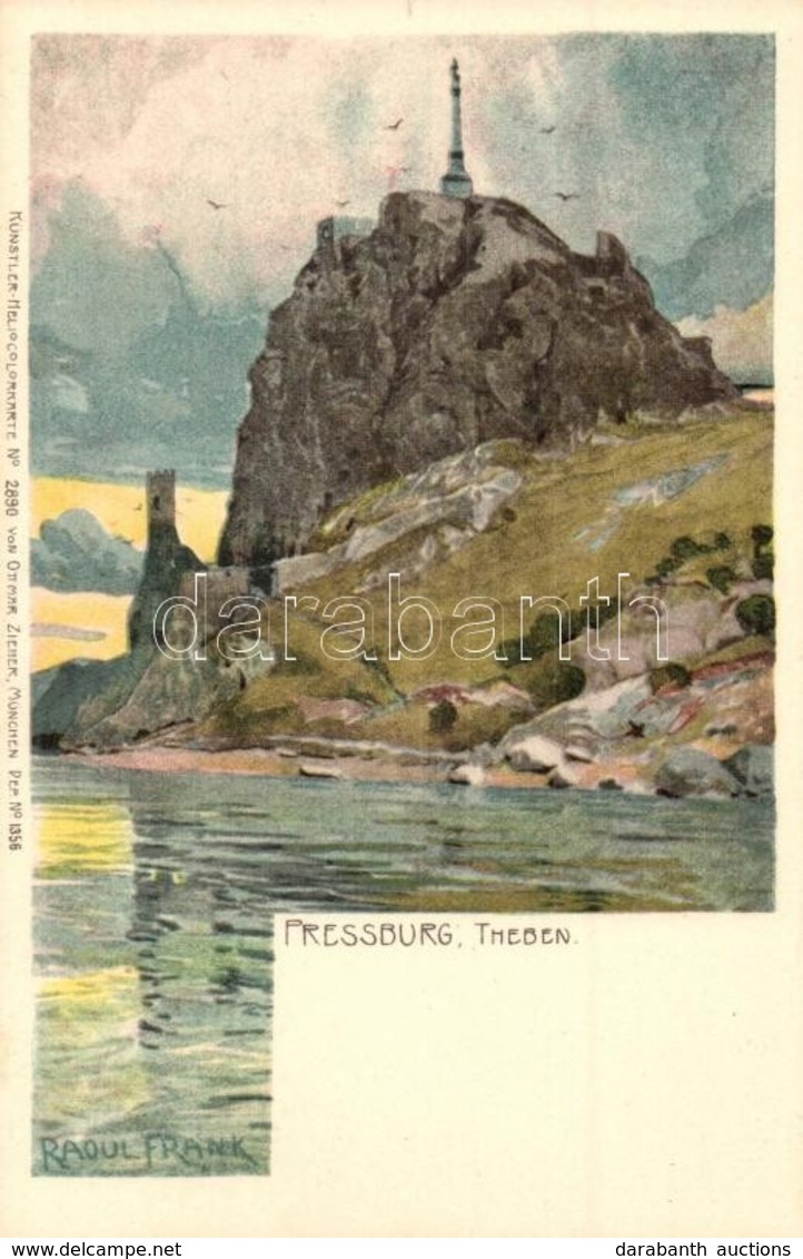 ** T1 Dévény, Theben A. D. Donau, Devín (Pozsony); Árpád Emlék / Monument. Ottmar Zieher Künstler-Heliocolorkarte No. 28 - Ohne Zuordnung