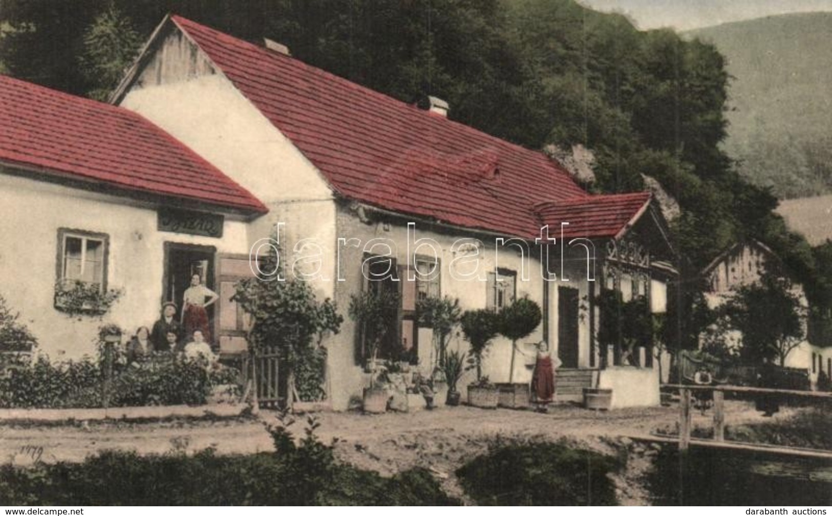 ** T3/T4 Szklenófürd?, Sklené Teplice; Postahivatal és Bazár üzlet / Post Office And Bazaar Shop (lyuk Középen / Hole In - Non Classificati