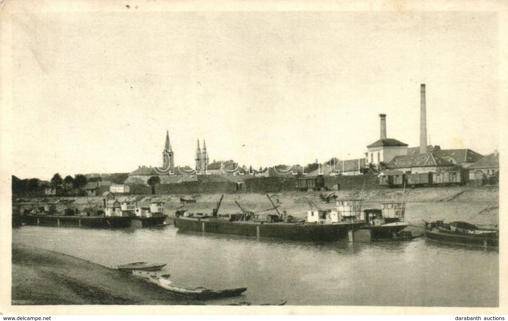 * T2 Pancsova, Pancevo; Temes Part Uszályokkal / Timis River With Barges - Ohne Zuordnung