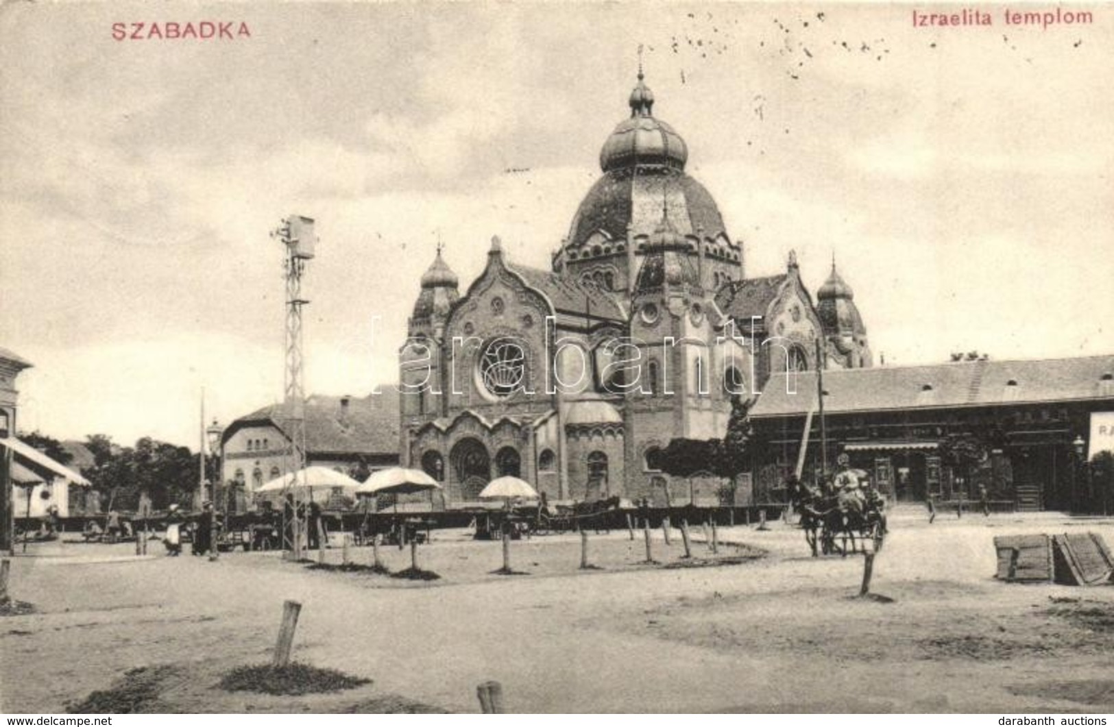 T2 Szabadka, Subotica; Izraelita Templom és Zsidó Elemi Iskola, Zsinagóga, Tér Piaccal. Lipsitz Kiadása / Synagogue And  - Ohne Zuordnung