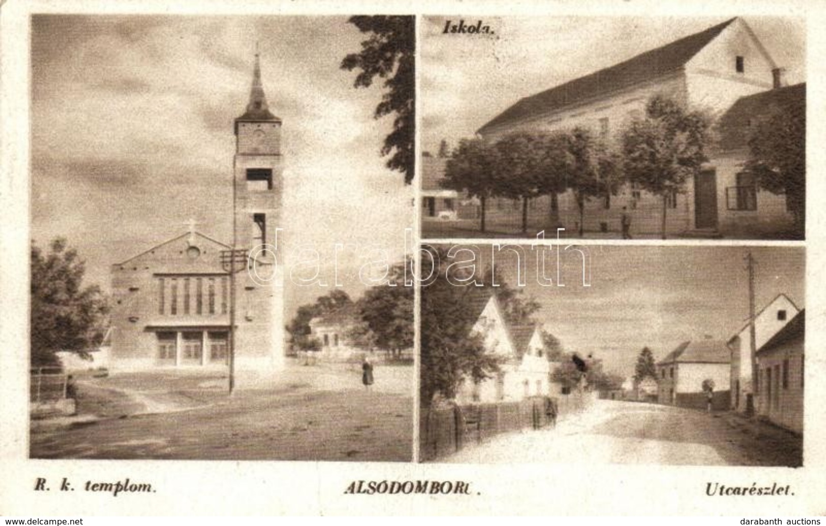 T3 Alsódomboru, Donja Dubrava; Római Katolikus Templom, Iskola, Utca / Church, School, Street  (fa) - Ohne Zuordnung