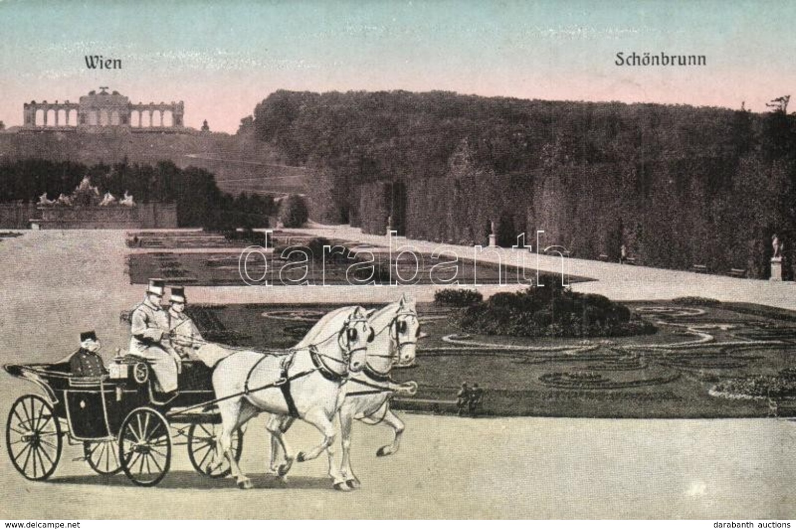 ** T2/T3 Vienna, Wien XIII. Schönbrunn / Castle, Franz Joseph In Horse Chariot (worn Corners) - Ohne Zuordnung