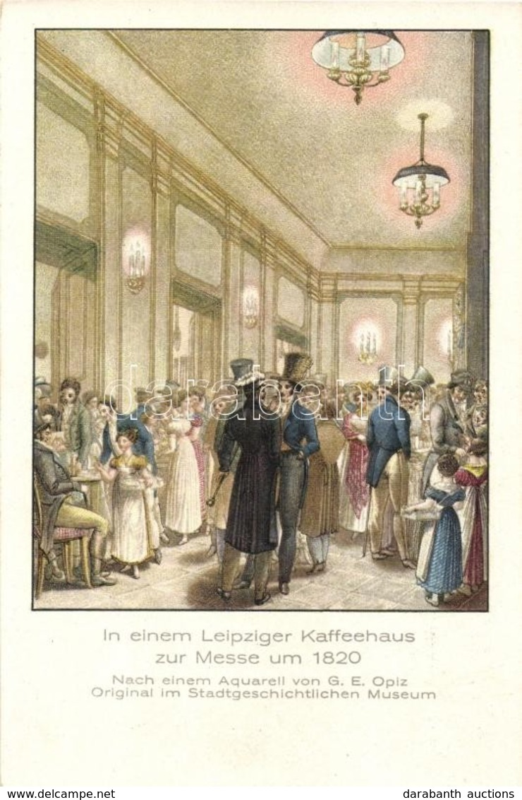 ** T1/T2 Leipzig, In Einem Leipziger Kaffeehaus Zur Messe Um 1820; Verlag Von Richard Pudor, Künstlerische Messpostkarte - Ohne Zuordnung