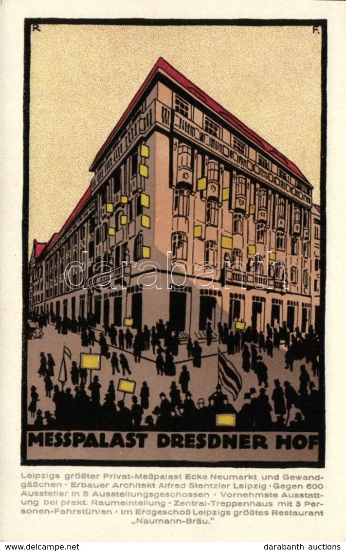 ** T1/T2 Leipzig, Messpalast Dresdner Hof; Verlag Von Richard Pudor, Künstlerische Messpostkarte Serie 1 No. 8 - Ohne Zuordnung