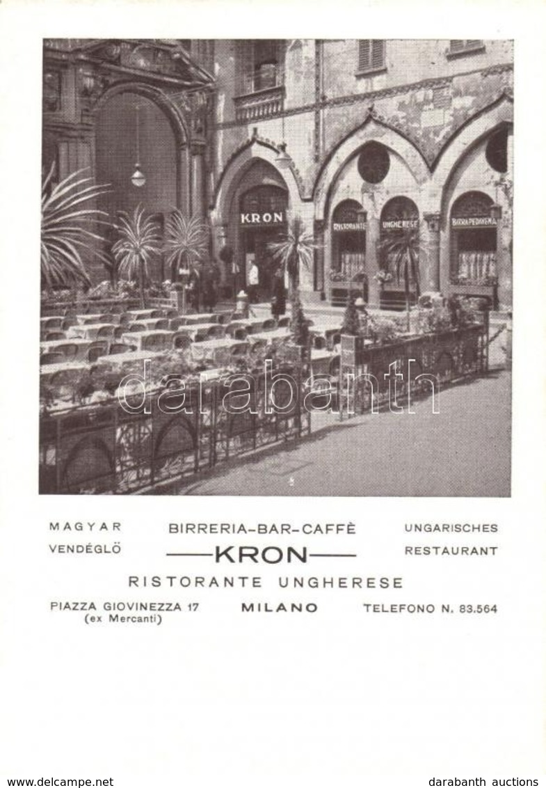 ** T1 Milano, Milan; Kron Ristorante Ungherese / Hungarian Restaurant. Hungarika / Hungarica - Ohne Zuordnung