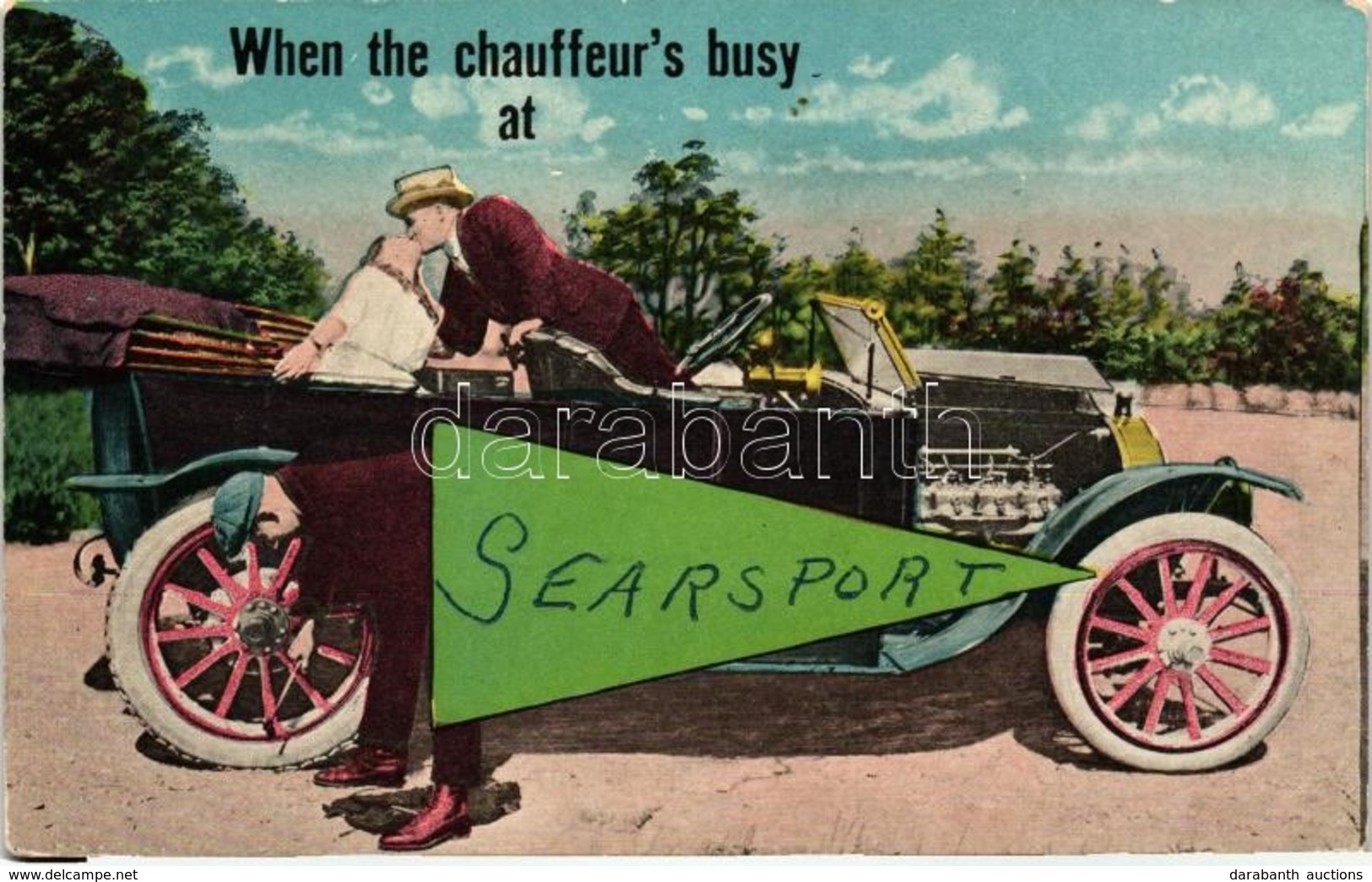 * T2/T3 When The Chauffeur's Busy At Searsport; Romantic Early Automobile-era Postcard - Ohne Zuordnung
