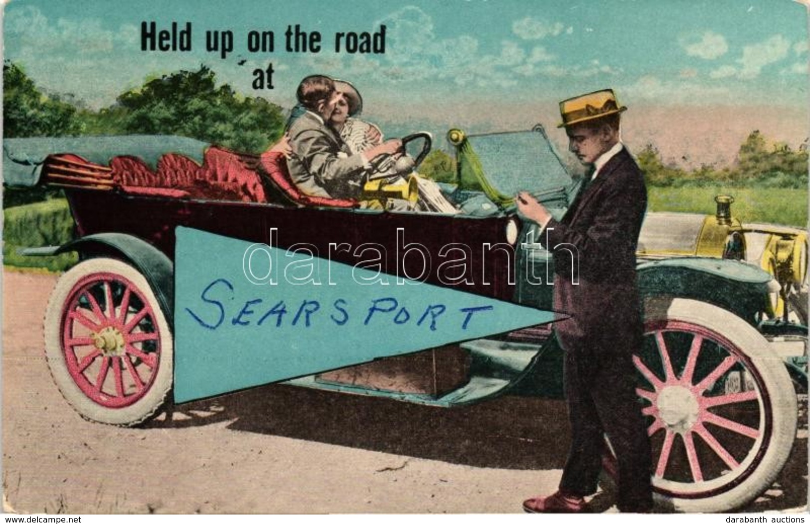 * T2 Held Up On The Road At Searsport; Romantic Early Automobile-era Postcard - Ohne Zuordnung