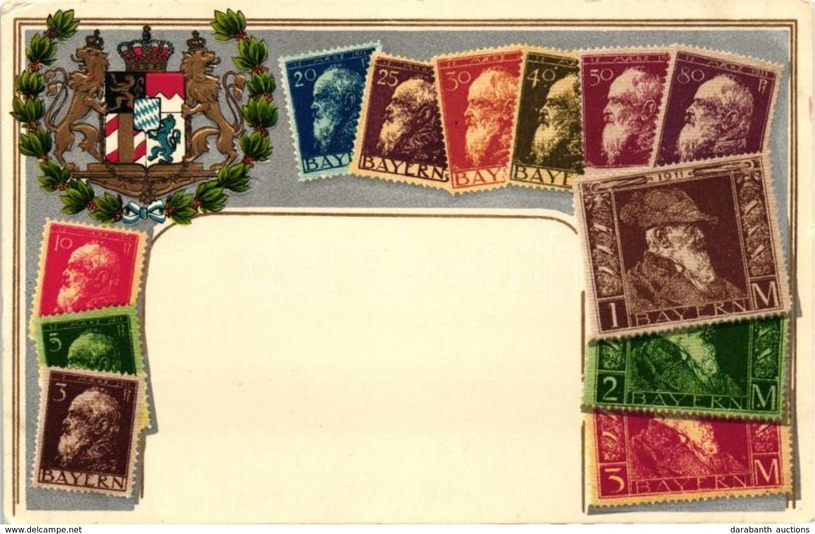 * T2 Briefmarken Bayerns / Ludwig III Of Bavaria, Set Of Bavarian Stamps Emb. Litho - Unclassified